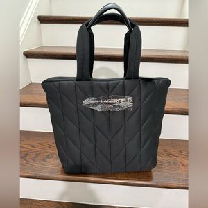 KARL LAGERFELD VOYAGE BLACK QUILTED EXTRA LARGE TOTE NWT